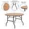 Emma and Oliver 4-Foot Round Wood Folding Banquet Table with Clear Coated Finished Top